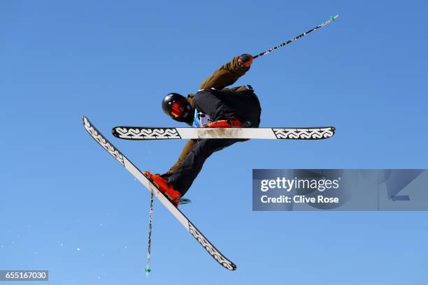 An athlete competes in the Men's Slopestyle final during day twelve of the FIS Freestyle Ski & Snowboard World Championships 2017 on March 19, 2017...