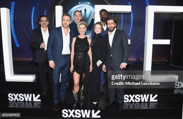 Actors Hiroyuki Sanada and Ryan Reynolds, Director Daniel Espinosa, and actors Olga Dihovichnaya, Rebecca Ferguson, Ariyon Bakare and Jake Gyllenhaal...