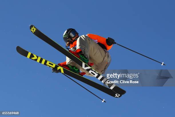 An athlete competes in the Men's Slopestyle final during day twelve of the FIS Freestyle Ski & Snowboard World Championships 2017 on March 19, 2017...