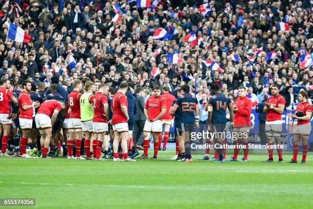 Team France win the RBS Six Nations match between France and Wales at Stade de France on March 18, 2017 in Paris, France.
