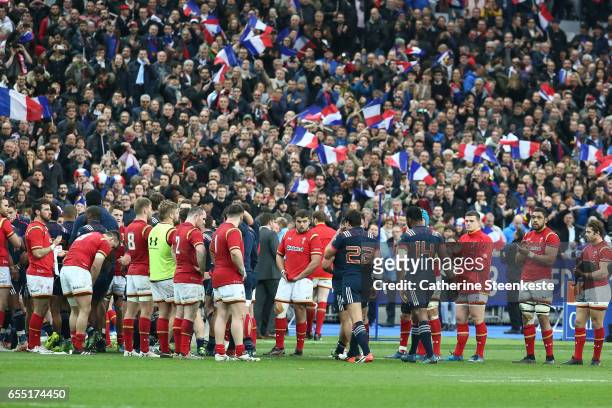 Team France win the RBS Six Nations match between France and Wales at Stade de France on March 18, 2017 in Paris, France.