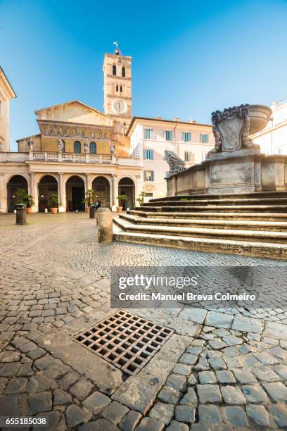 basilica di santa maria in trastevere, rome italy - santa maria stock pictures, royalty-free photos & images