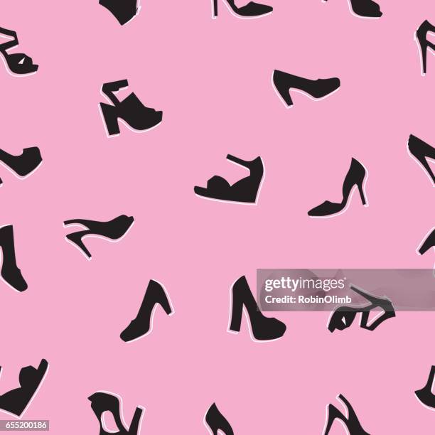 high heel shoes seamless pattern - espadrilles stock illustrations
