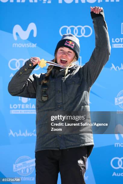 Tess Ledeux of france wins the gold medal during the FIS Freestyle Ski & Snowboard World Championships Slopestyle on March 19, 2017 in Sierra Nevada,...