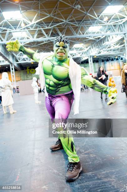 Csplayer as The Hulk during the MCM Birmingham Comic Con at NEC Arena on March 19, 2017 in Birmingham, England.