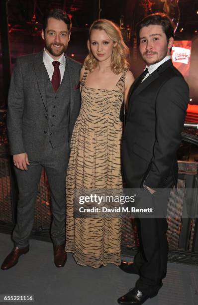 Richard Rankin, Emily Berrington and Daniel Portman attend the THREE Empire awards at The Roundhouse on March 19, 2017 in London, England.