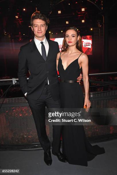 Actors Lorne MacFadyen and Sophie Skelton attend the THREE Empire awards at The Roundhouse on March 19, 2017 in London, England.
