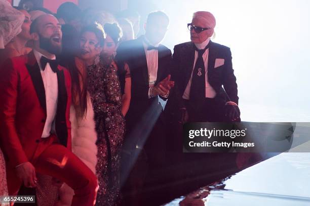 In this handout image provided by Le Palais Princier, Karl Lagerfeld attends the Rose Ball 2017 To Benefit The Princess Grace Foundation at Sporting...