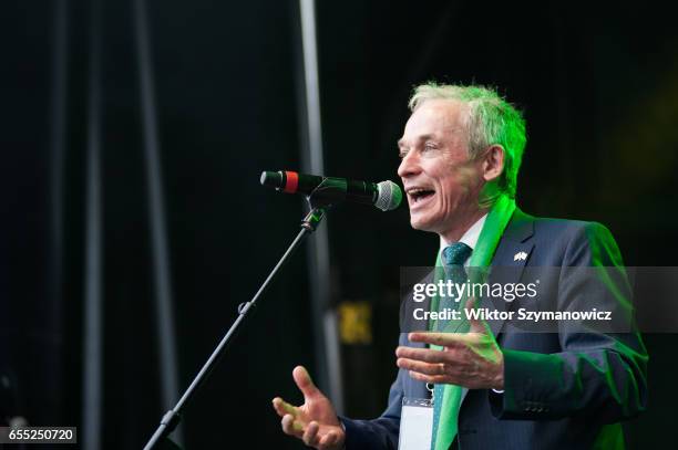 Richard Bruton TD, Irish Minister for Education and Skills takes part in the annual St Patricks Day celebration on March 19, 2017 in London, United...