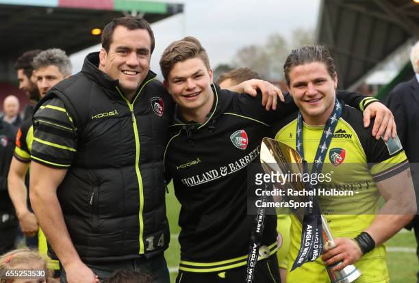 Leicester Tigers Marcos Ayerza and Leicester Tigers Harry Thacker LONDON, ENGLAND during the Anglo-Welsh Cup Final match between Exeter Chiefs and...