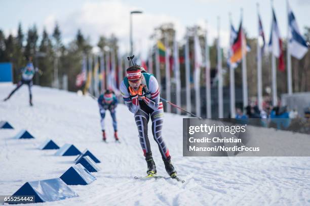 Simon Eder of Austria competes during the 15 km men's Mass Start on March 18, 2017 in Oslo, Norway.