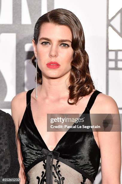 This image has been retouched. Charlotte Casiraghi attends the Rose Ball 2017 To Benefit The Princess Grace Foundation at Sporting Monte-Carlo on...