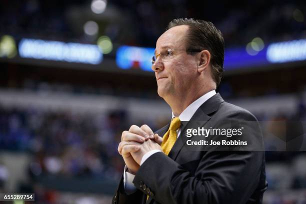 Head coach Gregg Marshall of the Wichita State Shockers reacts in the second half against the Kentucky Wildcats during the second round of the 2017...