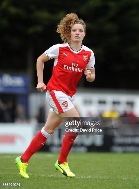 Dominique Janssen of Arsenal Ladies during the match between Arsenal Ladies and Tottenham Hotspur Ladies on March 19, 2017 in Borehamwood, England.