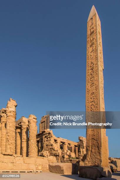 hatchepsut's obelisk, temple of karnak, luxor, egypt - obelisk stockfoto's en -beelden