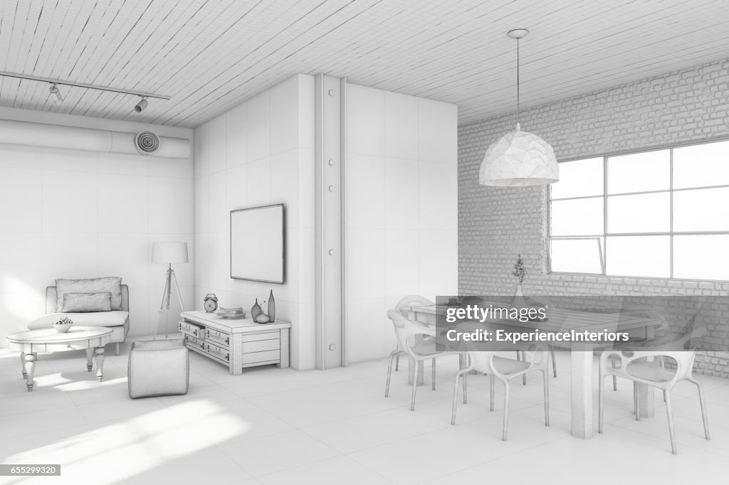 Interior design apartment white template