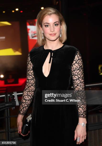 Actress Stefanie Martini attends the THREE Empire awards at The Roundhouse on March 19, 2017 in London, England.