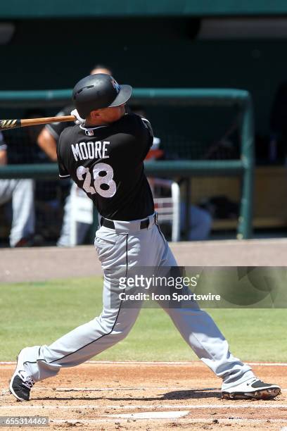 Tyler Moore of the Marlins at bat during the spring training game between the Miami Marlins and the Detroit Tigers on March 18, 2017 at Joker...