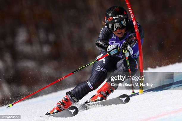 Sofia Goggia of Italy competes in the ladies Giant Slalom during the 2017 Audi FIS Ski World Cup Finals at Aspen Mountain on March 19, 2017 in Aspen,...