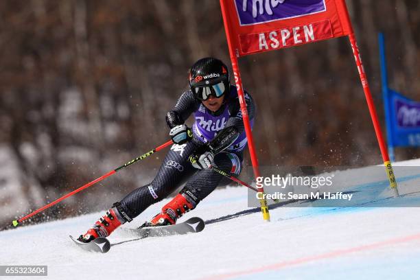 Sofia Goggia of Italy competes in the ladies Giant Slalom during the 2017 Audi FIS Ski World Cup Finals at Aspen Mountain on March 19, 2017 in Aspen,...