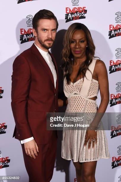 Dan Stevens and Amma Asante pose in the winners room at the THREE Empire awards at The Roundhouse on March 19, 2017 in London, England.