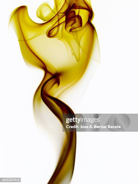 track of white ascending smoke that believes abstract figures on a white bottom - fundus stock pictures, royalty-free photos & images