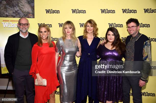 Daniel Clowes, Cheryl Hines, Laura Dern, Judy Greer, Isabela Amara and Craig Johnson attend the "Wilson" New York Screening at the Whitby Hotel on...