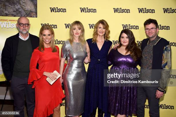Daniel Clowes, Cheryl Hines, Laura Dern, Judy Greer, Isabela Amara and Craig Johnson attend the "Wilson" New York Screening at the Whitby Hotel on...