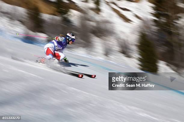 Melanie Meillard of Switzerland competes in the ladies Giant Slalom during the 2017 Audi FIS Ski World Cup Finals at Aspen Mountain on March 19, 2017...