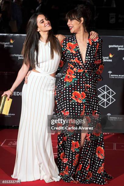 Spanish actresses Macarena Garcia and Belen Cuesta attend the 'Amar' premiere during the 20th Malaga Film Festival 2017 Day 3 at the Cervantes...