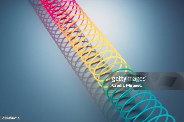 stretched colorful coil spring - crecimiento estirón fotografías e imágenes de stock