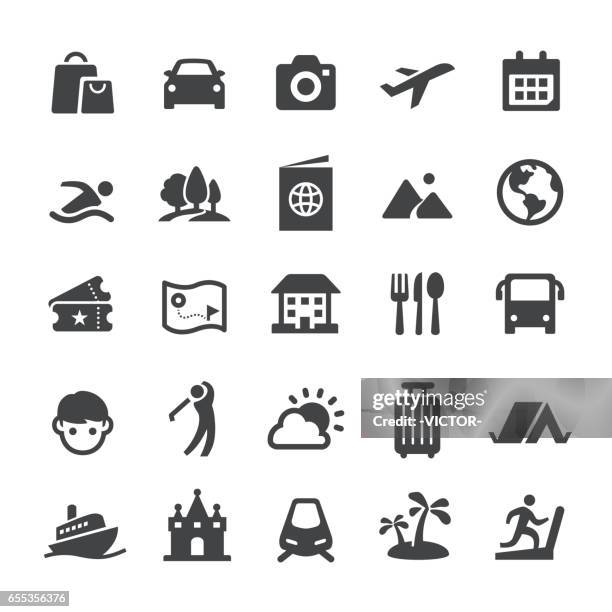 ilustraciones, imágenes clip art, dibujos animados e iconos de stock de viajes y vacaciones iconos - serie inteligente - leisure activity