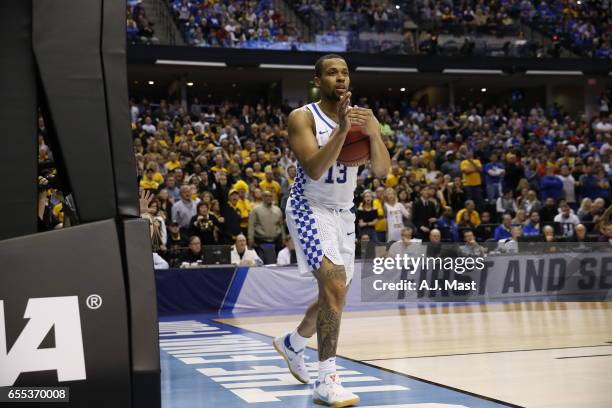 Isaiah Briscoe of Kentucky calls a timeout while playing Wichita State University during the 2017 NCAA Photos via Getty Images Men's Basketball...