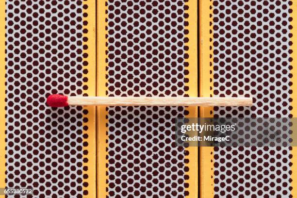 wooden matchstick on matchbox - matchbox stock pictures, royalty-free photos & images