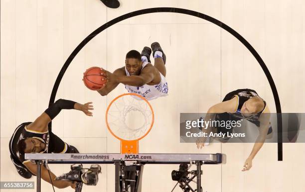 Bam Adebayo of the Kentucky Wildcats shoots the ball against the Wichita State Shockers during the second round of the NCAA Basketball Tournament at...