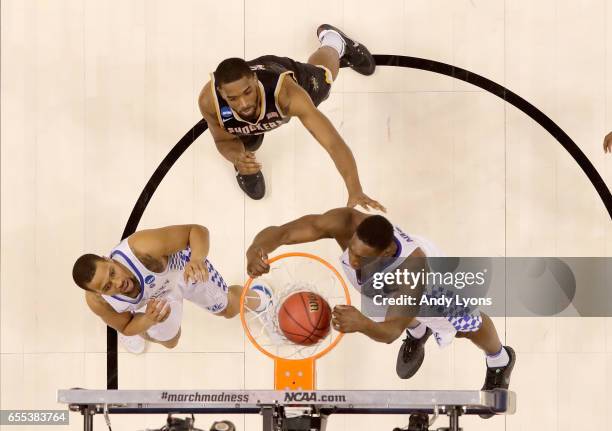 Bam Adebayo of the Kentucky Wildcats shoots the ball against the Wichita State Shockers during the second round of the NCAA Basketball Tournament at...