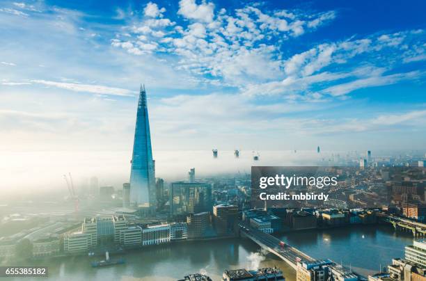 the shard skyscraper in london - views of london from the shard tower imagens e fotografias de stock