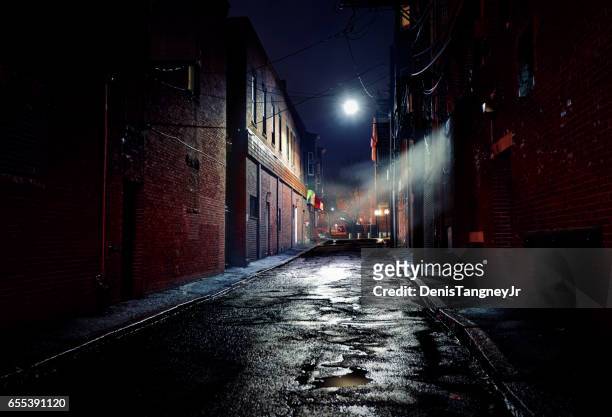dark gritty alleyway - run down stock pictures, royalty-free photos & images