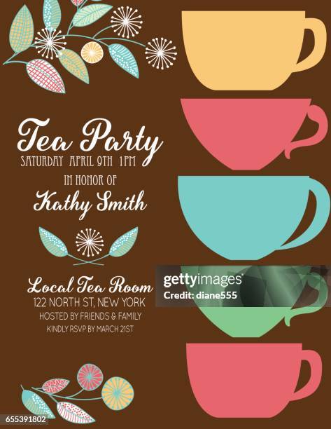 garden party tea bridal shower invitation template - tea party invite stock illustrations