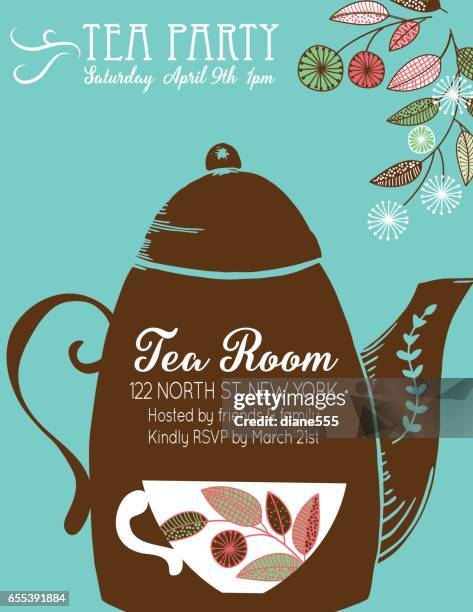 garden party tea bridal shower invitation template - tea party invite stock illustrations