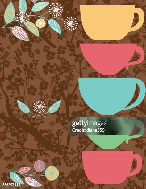 ilustrações de stock, clip art, desenhos animados e ícones de garden party or afternoon tea background template - florida cup