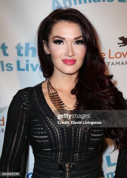 Actress/singer Emii attends the Let The Animals Live Gala at the Olympic Collection Banquet & Conference Center on March 19, 2017 in Los Angeles,...