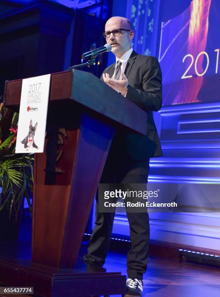 Musician and animal rights activist Moby speaks onstage at The Tailwaggers Foundation, 2017 Waggy Awards at Taglyan Cultural Complex on March 19,...