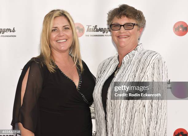 Gina M. Giambi Peters and Lancaster State Prison Associate Warden Crystal Wood,arrive at The Tailwaggers Foundation, 2017 Waggy Awards at Taglyan...