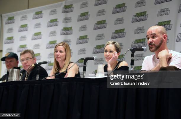 Actors Pat Mastroianni, Stacie Mistysyn, Kirsten Bourne, Dan Woods and Stefan Brogren of the television series 'Degrassi Junior High' attends Toronto...