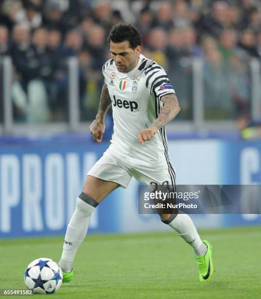 Dani Alves of Juventus during the Uefa Champions League 2016-2017 match between FC Juventus and FC Porto at Juventus Stadium on March 14, 2017 in...
