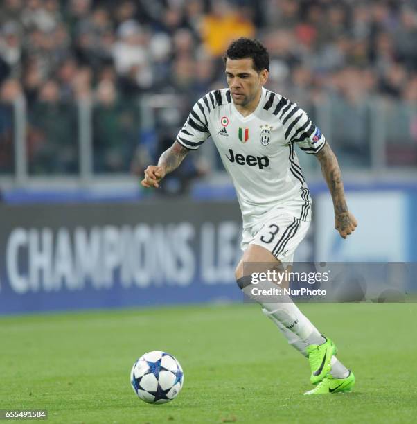 Dani Alves of Juventus during the Uefa Champions League 2016-2017 match between FC Juventus and FC Porto at Juventus Stadium on March 14, 2017 in...