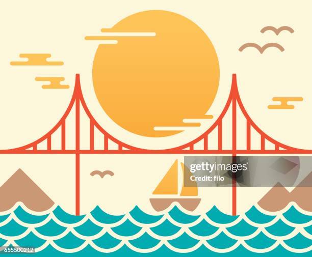 サンフランシスコのゴールデンゲートブリッジ - san fransisco bridge vector点のイラスト素材／クリップアート素材／マンガ素材／アイコン素材