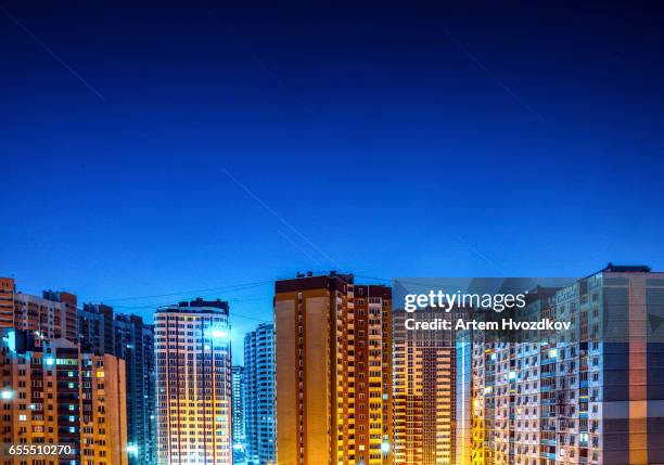 apartment buildings sample of soviet architecture. urban residential areas in kiev - kiew stock-fotos und bilder