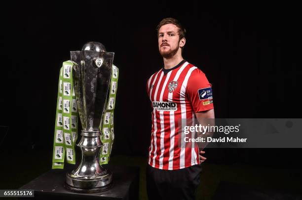 Derry , Ireland - 27 February 2015; Ryan McBride of Derry City during the launch of the SSE Airtricity League at the Aviva Stadium, Lansdowne Road,...